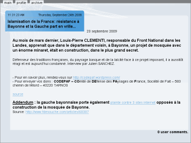yuriorlov.bravejournal.com/entry/38379 - Islamisation de la France: résistance à Bayonne et la Gauche part en vrille... - 24 sept 2009